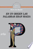 Libro En un origen las palabras eran magia