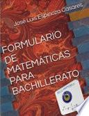 Libro FORMULARIO DE MATEMÁTICAS PARA BACHILLERATO