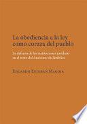 Libro La obediencia a la ley como coraza del pueblo. La defensa de las instituciones jurídicas en el texto del Anónimo de Jámblico