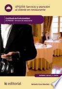 Libro Servicio y atención al cliente en restaurante. HOTR0608